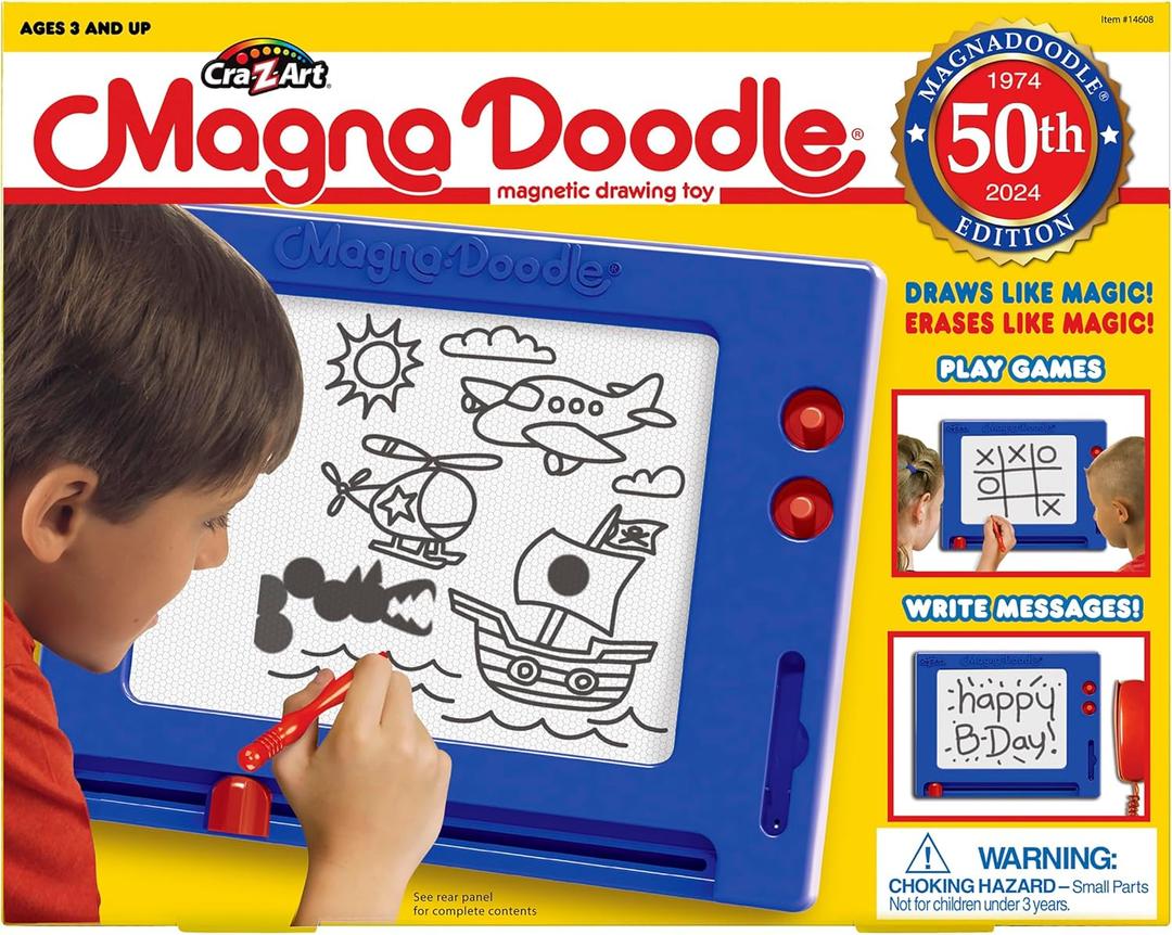 Cra-Z-Art Retro Magna Doodle - 50 Years of Creative Fun Classic Magnetic Drawing Board Toy, Ages 3+, Blue/White