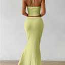 SOLY HUX Women's Two Piece Outfits Twist Front Halter Cami Tops and Skirt Summer Set (Yellow, XS)