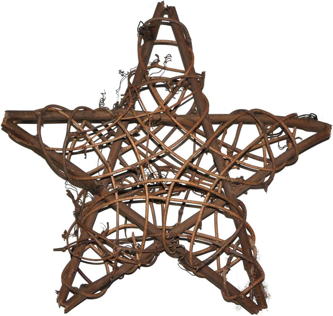 2pcs 12" Natural Rattan Vine Stars Treetop Decoration