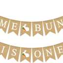 Jute Burlap Some Bunny Is One Banner Easter Spring Boy Girl 1st Birthday Party Decoration Supply