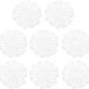 uxcell Fabric Coasters, 8pcs 4" - Cotton Woven Crochet Doilies, Lace Embroidery Cup Mat with Floral Pattern for Wedding Party Decoration (White)