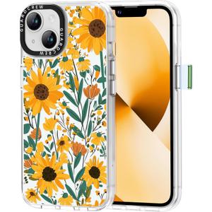 for iPhone 13 Case and iPhone 14 Case, [Sunflowers] Cool Aesthetic Pattern for Women, [11FT Military-Grade Drop Tested] Slim Crystal Clear Shockproof TPU Bumper Phone Cover, 6.1"