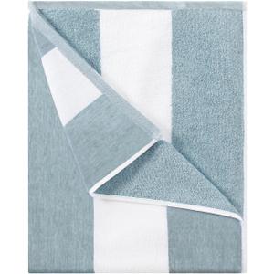 Cotton Oversized Beach Towel - Large 70 x 35 Inch Pool Towel, Smoke Blue Striped Quick Dry Swimming Cabana Towel