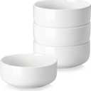 MALACASA 24 OZ Cereal Bowls, Porcelain Soup Oatmeal Bowls Kitchen Ceramic Bowl Set of 4, Dishwasher Microwave Oven Safe, White, Series LUNA