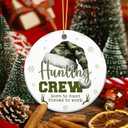 2 x Hunting Crew Ornament 2025  Born to Hunt Forced to Work Funny Hunter Ornament for Men, Dad, Husband, or Grandpa  Camo Santa Hat Deer Antler Design, Outdoor Sportsman Christmas Ornament, Rustic Gift