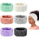 WILLBOND 6 Pieces Extra Wide Band 5 Inch Spa Facial Microfiber Headband Elastic Makeup Headbands Hair Accessories for Thick and Curly Hair, 6 Colors
