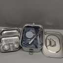 Stainless Steel Lunch Box Leakproof 3-Compartment Tray, 1800ml Stainless Steel Bento Box with Utensil Set, Sauce Cups and Lunch Bag, Dishwasher-Safe Snack Box for Work, Office, Travel, Picnic