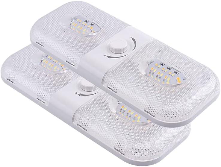 12 Volt LED RV Lights with ON/Off Switch -Dimmable 3 Color Temperature 10W 1000LM, Interior Lighting for RV Van Trailer Camper Boat - Pack of 2