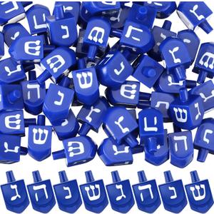 AceOrbit 50 Pcs Hanukkah Mini Resin Dreidel Figurine Blue Hanukkah Ornament Tiny Tabletop Chanukah Dreidel Jewish Holiday Decor, Festival Gift Home Altar Centerpiece