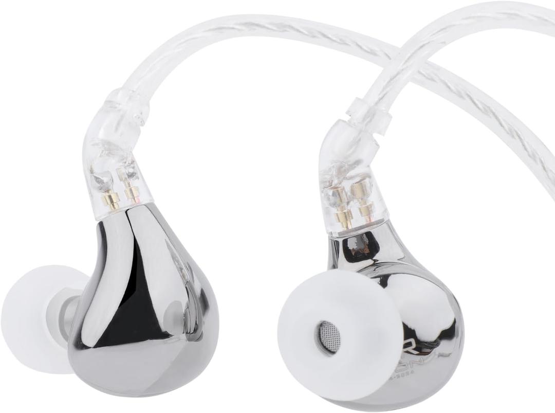 Linsoul BLON BL03 II in Ear Monitor, 10mm Dual-Chamber Dynamic Driver IEM, Wired HiFi Earbuds with Detachable 2Pin Cable for Musician Audiophile (3.5mm with Mic, Silver)