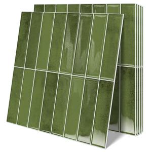 10 Sheets Upgraded Thicker Design Subway Tile Peel and Stick Backsplash,1212Self Adhesive Wall Tiles Stick on Back Splash for Kitchen,Bathroom,Camper(Green)