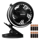 Gazeled Clip on Fan Battery Operated, 360° Rotation, with 8 Free AA Batteries, Quiet USB or Battery Operated Fan, Powered Clip on Fans for Camping, Stroller, Bedroom, Outdoor