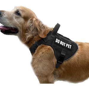 Tactical Dog Harness for Medium and Large Breeds, Air Dog Vest No Pull with Reflective Do Not Pet Patches, Breathable Dog Molle Vests for Training Walking Hunting Black, Large