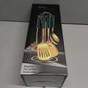 Generic Stainless Steel Kitchen Utensil Set, Spoon, Spatula, Pasta Server, Small Spatula (Black & Gold)