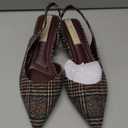 Franco Sarto Womens Tyra Low Block Heel Slingback Pump (7.5, Brown Plaid Fabric)