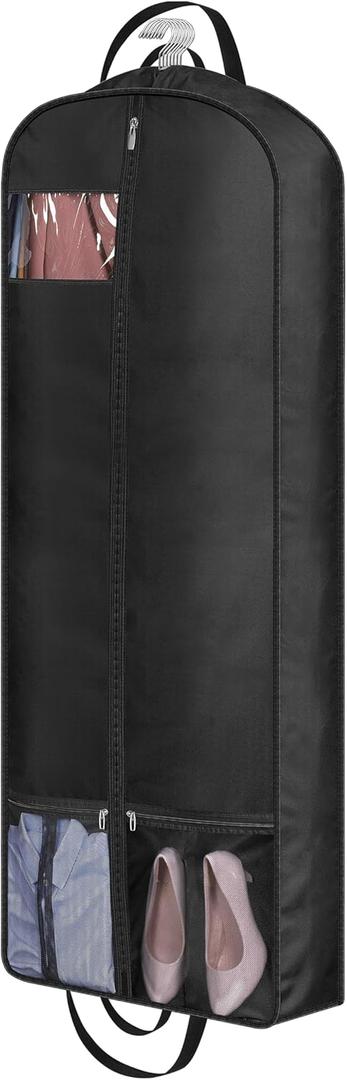 MISSLO 60" Garment Bags for Travel 6" Gusseted Dress Bags for Gowns Long 4 Handles Hanging Clothes Travel Bag with Pocket for Gowns, Suits, Coats