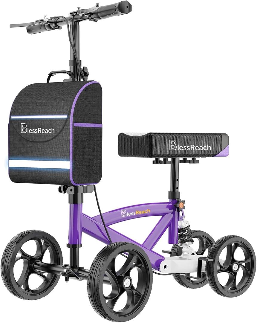 BlessReach Knee Scooter for Adults for Foot Injuries, Dual Braking System