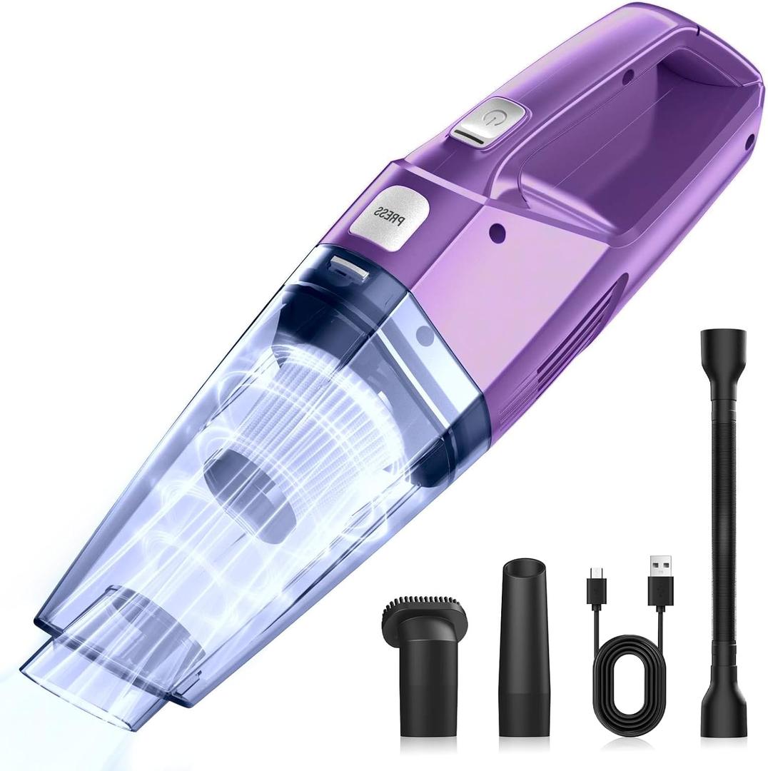 Handheld Vacuum Cordless  Car Vac Portable with 8KPA & Multi Accessories & Low Noise, Lightweight Hand Held Vacuum Cordless Rechargeable for Car/Home/Dust/Pet Hair, Mine Portable Vacuum (Violet)