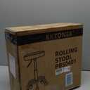 KKTONER PU Leather Round Rolling Stool with Foot Rest Swivel Height Adjustment Spa Drafting Salon Tattoo Work Office Massage Stools Task Chair Cushion 14 inches(Pink)