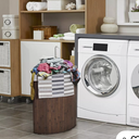 Corner Bamboo Hamper Laundry Basket Washing Cloth Bin Storage Bag Brown