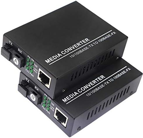 XMSJSIY Fiber Ethernet Media Converter, Single-Mode 10/100Base-TX to 100Base-FX, RJ45 to SC, Fiber Transceiver Up to 25KM (1 Pair)