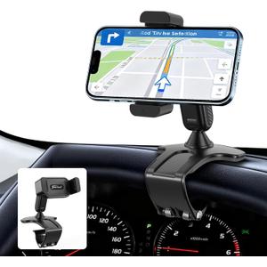 Universal 360 Dashboard Phone Holder, Easily Adjustable No-harm Clip Design Phone Mount for Car Compatible with All 4-7 Inch Smartphones