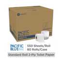 Georgia-Pacific Pacific Blue Basic 2-Ply Embossed Toilet Paper,19880/01, 550 Sheets Per Roll, 80 Rolls Per Case, 80 Count