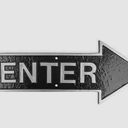 6" x 15.5" Right Arrow Enter Statement Plaque Sign - Black/Silver