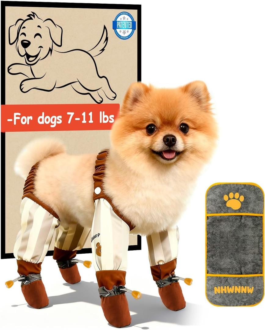 Dog Suspender Boots, Outdoor Anti Dust Pants with Shoes for Dogs, Adjustable Anti Slip Paw Protector Booties for Small & Medium Dogs(M)