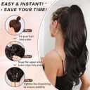 Ponytail Extension, Drawstring Ponytail Extension for Women 26 Inch Long Dark Brown Wavy Layered Pony Tails Hair Extensions Synthetic Clip in Ponytail Hairpiece for Women