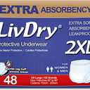 LivDry Adult XXL Incontinence Underwear, Extra Comfort Absorbency, Leak Protection, XX-Large, 48pcs Per Pack
