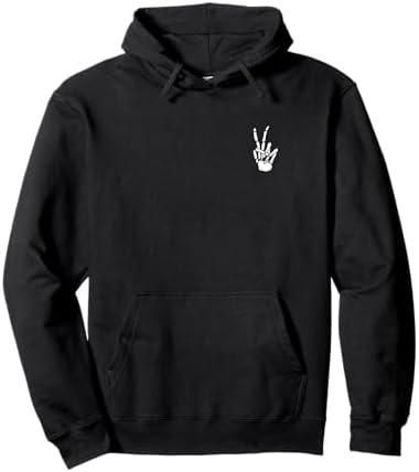 Skeleton Hand Peace Sign Bone Pullover Hoodie M