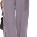 FUNYYZO Wide Leg Pants Women's High Elastic Waisted in The Back Business Work Trousers Long Straight Suit Pants (Large)