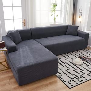 Sectional Couch Covers L Sofa Covers Super Stretch 1 pcs Sofa Slipcovers for Single Seaters Chaise Slipcover Pets, Grey
