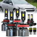 For 2013-2015 Chevy Malibu light Bulbs, 9005 High Beam H11 Low Beam 9145 Fog Light License Plate Lights Combo, 8PCS