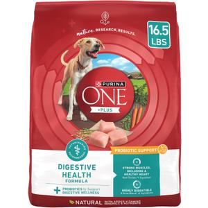 Purina One Plus Digestive Health Formula Dry Dog Food Natural with Added Vitamins, Minerals and Nutrients - 16.5 Lb. Bag