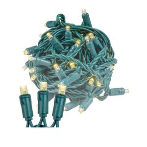 Novelty Lights 50ft 100 LED Warm White Christmas Lights Outdoor/Indoor, 6" Spacing, Green Wire String Lights for Festive Xmas Lighting, IP55, UL Listed, Dimmable, Connectable