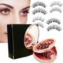 Magnetic Eyelashes without Eyeliner, 3D Dual Magnetic False Eyelashes Natural Look Extension Light Weight & Reusable Magnetic Eyelashes Kit with Applicator Tweezers No Glue Needed