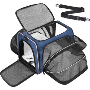 Premium Pet Carrier  Dog & Cat Travel Bag, Airline Approved, Soft-Sided Design for Small to Large Pets, TSA Compliant, Expandable & Collapsible (Blue)