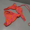 SHENHE Women's Floral Bikini Set 2 Piece Criss Cross Tie Back Low Rise Boho Swimsuits Coral Pink XX-Small