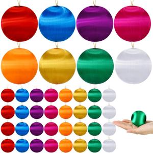 Syhood Christmas Satin Balls Christmas Silk Ball Ornaments Satin Silk Xmas Tree Hanging for Xmas Tree Decor Holiday Party Decorations (48 Pcs, Multicolor, 2.2 Inches)