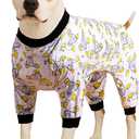 LovinPet Big Dogs Pajamas Clothes, Sleepytime Elephants Print, Post Surgery Dog Shirt, Wound Care Large Dog Onesies, Lightweight Pullover, Full Coverage Large Breed Dog Pjs, Medium (Black)