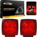 Partsam 12V Submersible Square Led Trailer Light,Red White LED Stop Turn Tail License Brake Running Light Lamp for Trailers Under 80" Boat Trailer Truck Marine Camper RV Snowmobile,IP68,DOT Compliant