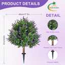 Artificial Lavender Topiary Balls Set of 2-24" UV Resistant Fake Boxwood Shrubs with Ground Spike, Evergreen Artificial Plant Bush for Outdoor Front Porch Patio Garden Home Decor Faux Plants