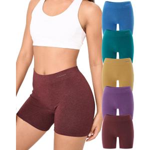 BAMBOO COOL Womens BoyShorts Underwear Seamless Boxer Briefs Mid Rise Full Coverage Breathable Stretch Ladies Panties 5 Pack (L)