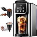 KIDISLE Hot & Iced Coffee Maker with Bold Setting, Single Serve Coffee Maker for K Cup and Grounds, 6-14 Oz Brew Sizes, 50 Oz Removable Water Tank, One Cup Coffee Machine with Reusable Filter, Black