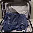 2 Piece Luggage Sets with Spinner Wheels Front Open Pocket, ABS+PC Suitcase with TSA Lock & YKK Zipper, Carry On 20/24 inch Medium +Toiletry Bag+Handbag, Deep Dark Navy Blue