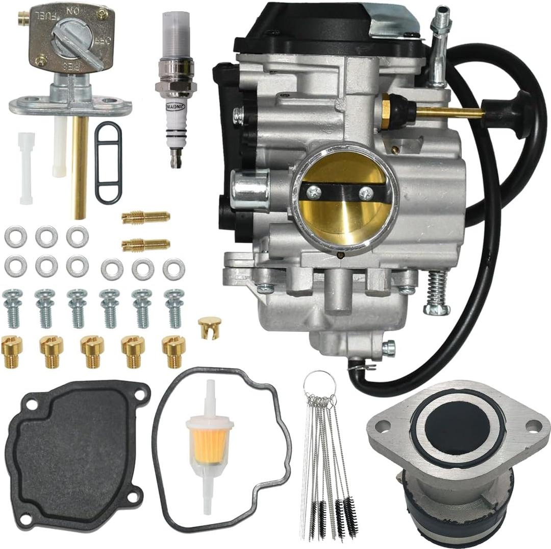 Bear Tracker 250 Carburetor for Yamaha YFM250X YFM 250X ATV Carb 1999 2000 2001 200 2003 2004 with Intake Manifold & Fuel Tank Petcock Replace 4XE-14140-13-00