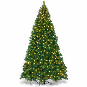 Pre-Lit PVC Christmas Tree Hinged 700 LED Lights Green