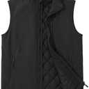 ASPO Men's Windproof Warm Golf Vest Outerwear with 6 Pockets Waterproof Winter Softshell Sleeveless Puffer Jacket for Hiking, M